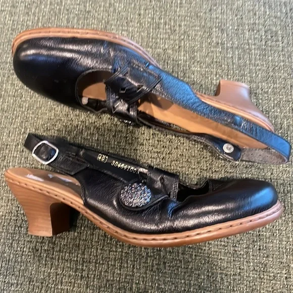 Rieker black leather sling back shoes (sz 40) - Picture 3 of 12